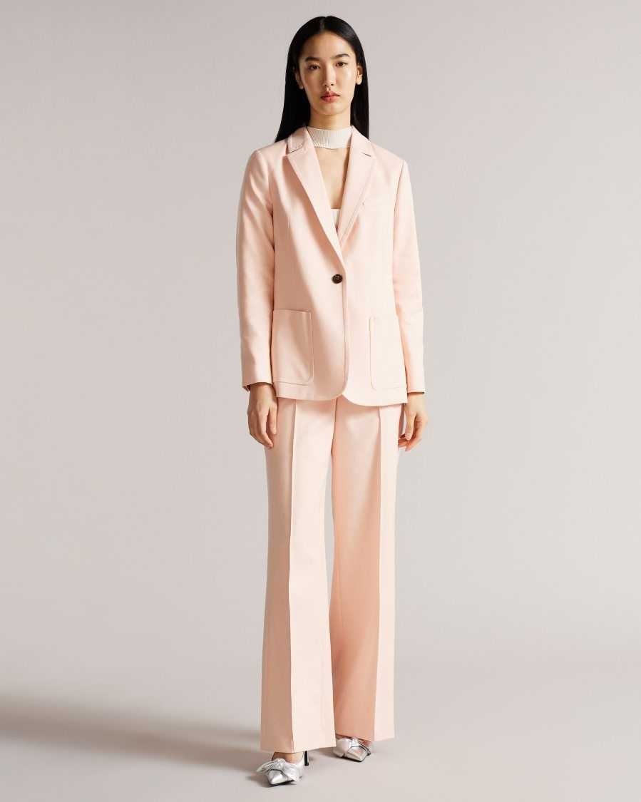 Ted Baker Kaisa Single Breasted Blazer With Notched Lapel Pale Pink | 83459-TGUH