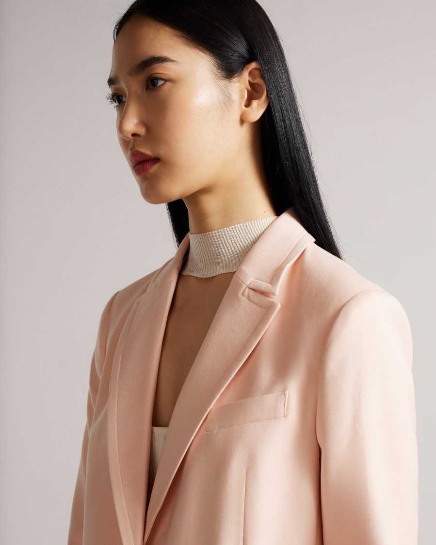 Ted Baker Kaisa Single Breasted Blazer With Notched Lapel Pale Pink | 83459-TGUH