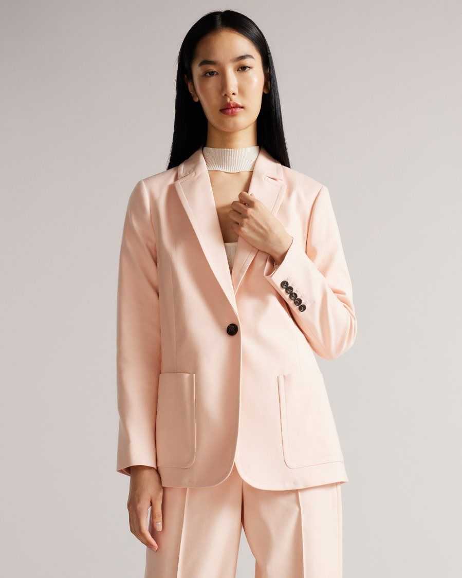 Ted Baker Kaisa Single Breasted Blazer With Notched Lapel Pale Pink | 83459-TGUH