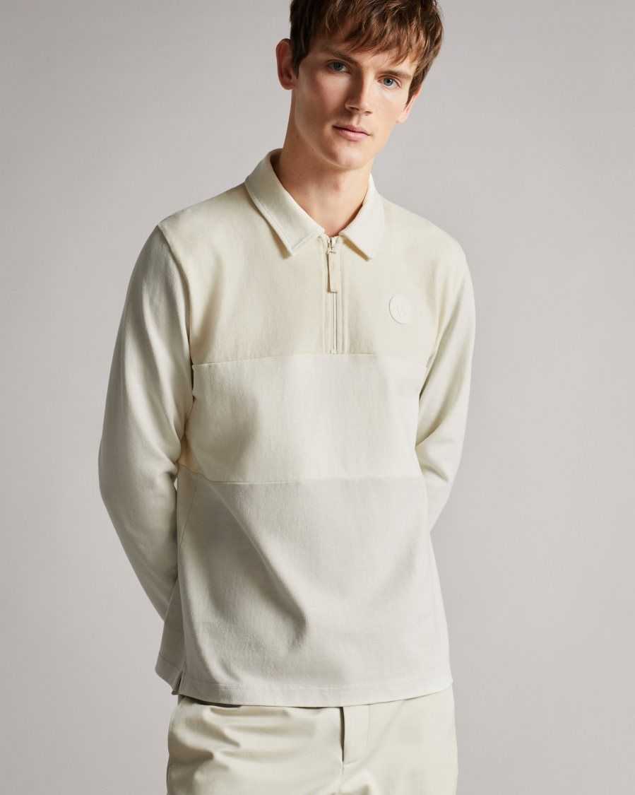 Ted Baker Kam MIB Zip RugbyJersey Light Grey | 24697-LFCB