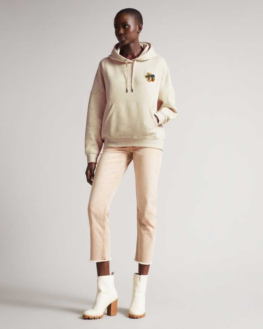 Ted Baker Karrlaa Hoodie With Flower Patch Natural | 53746-XOAF