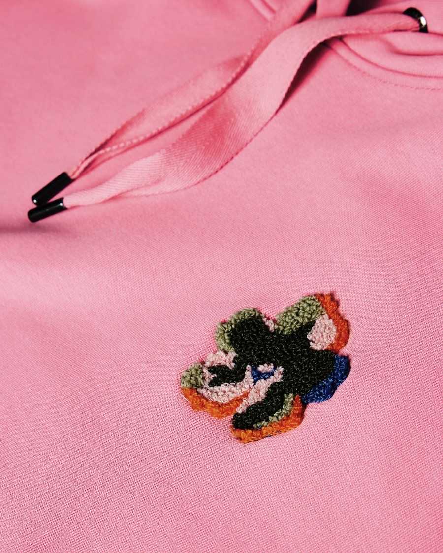 Ted Baker Karrlaa Hoodie With Flower Patch Pink | 46921-ZXDR