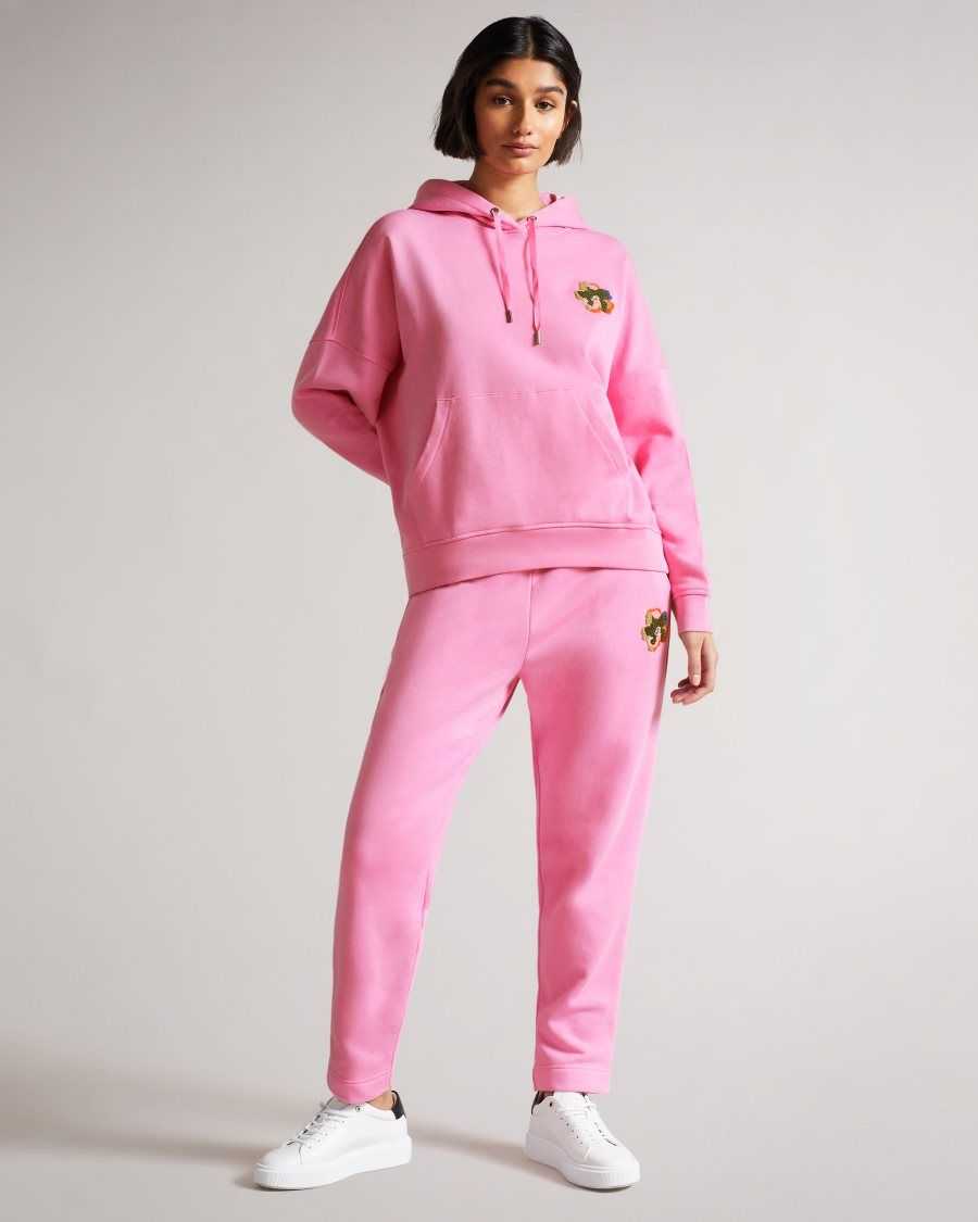 Ted Baker Karrlaa Hoodie With Flower Patch Pink | 46921-ZXDR