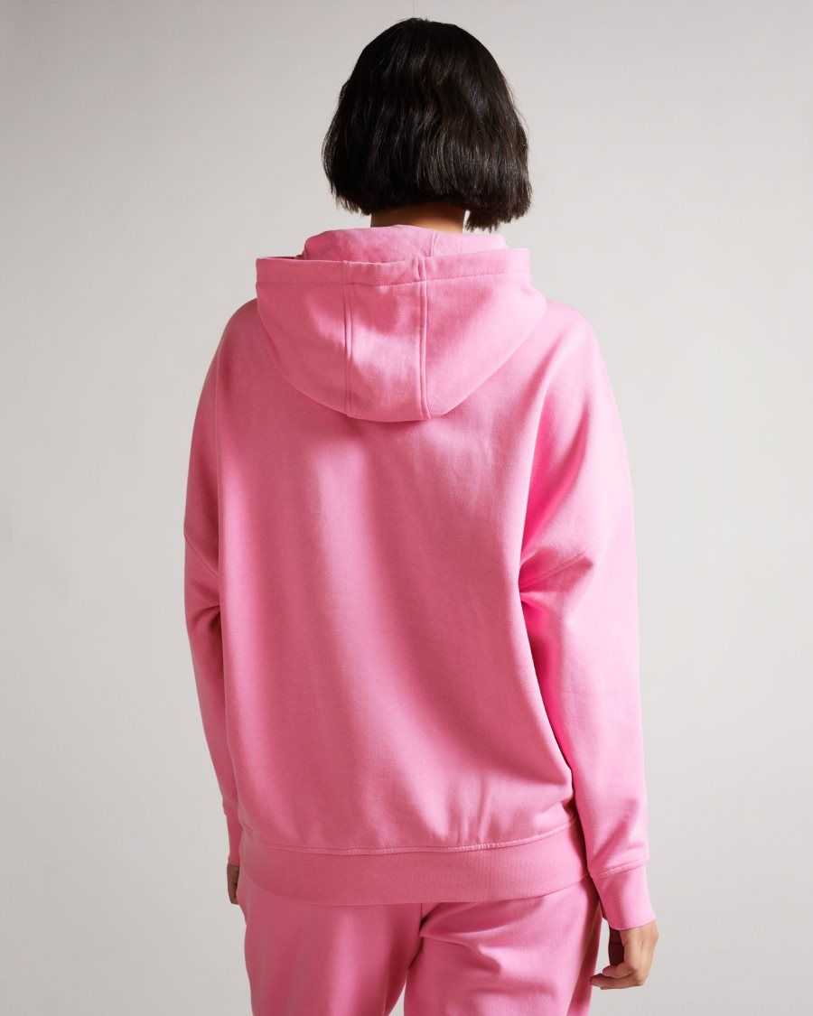 Ted Baker Karrlaa Hoodie With Flower Patch Pink | 46921-ZXDR