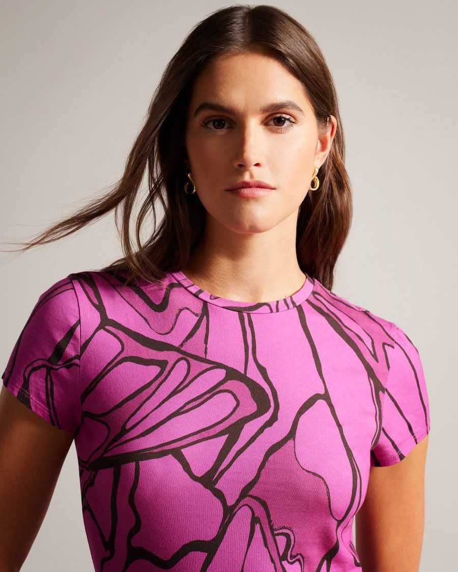 Ted Baker Kcarlia Fitted T-Shirt Bright Pink | 12530-LCAN