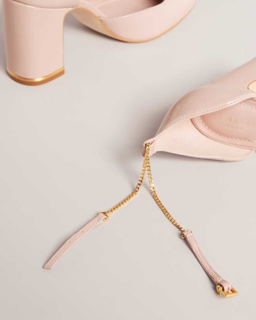 Ted Baker Keliy Strappy Chain Patent Heels Pale Pink | 05312-SIJG