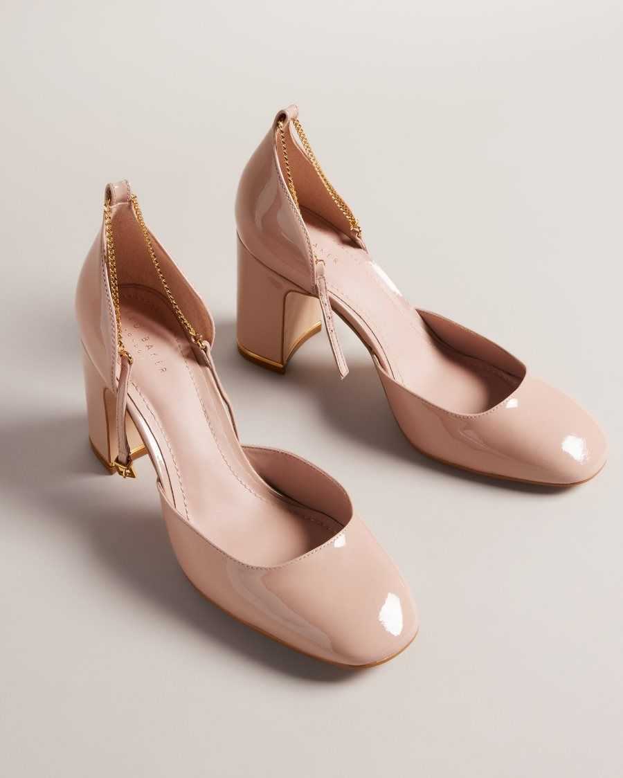 Ted Baker Keliy Strappy Chain Patent Heels Pale Pink | 05312-SIJG