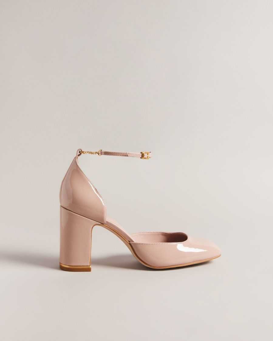 Ted Baker Keliy Strappy Chain Patent Heels Pale Pink | 05312-SIJG