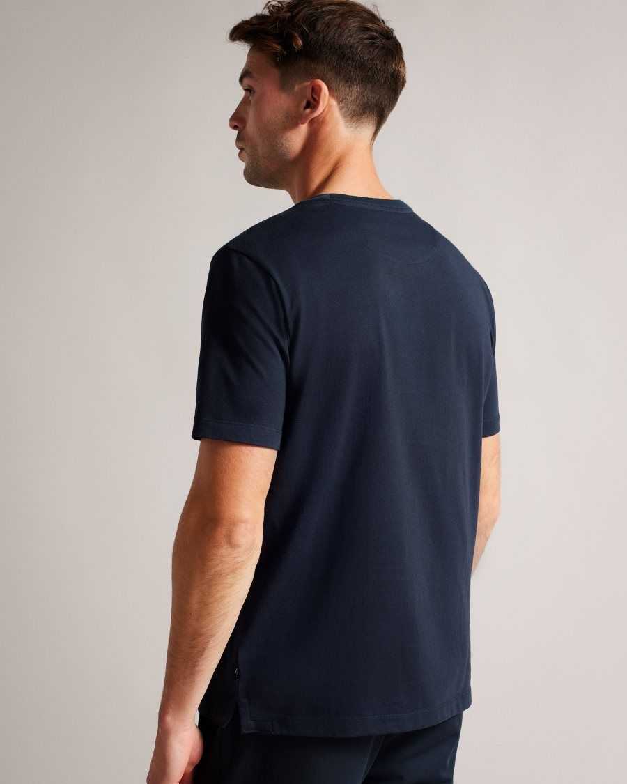 Ted Baker Kenedy Short Sleeve Regular Fit Branded T-Shirt Navy | 47632-UHIY