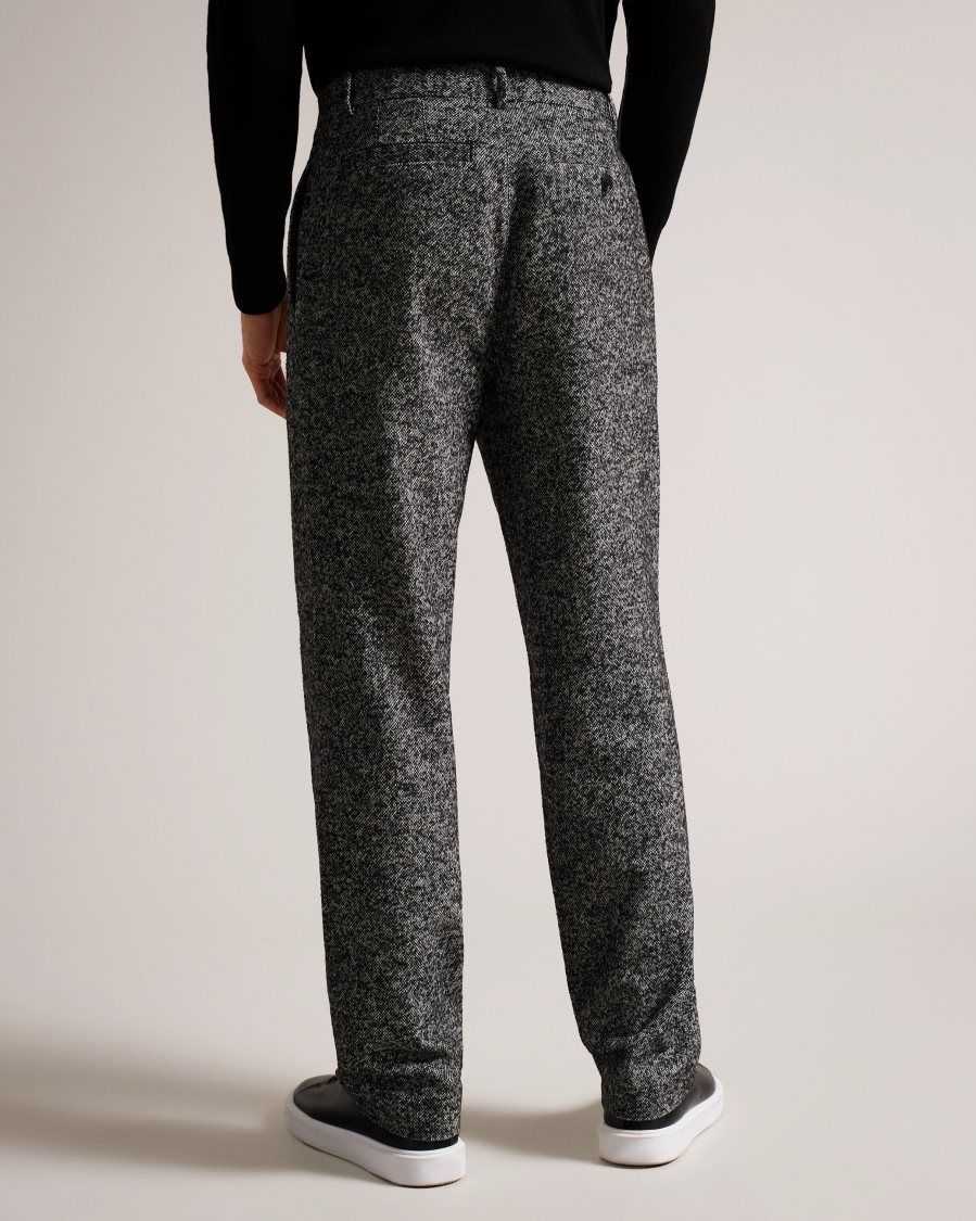 Ted Baker Kensey Marled Wool Belted Trousers Black | 38456-YBDV