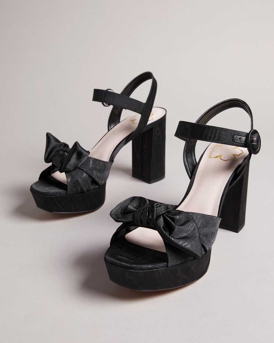 Ted Baker Kenziie Heeled Bow Sandal Black | 83479-TGUY