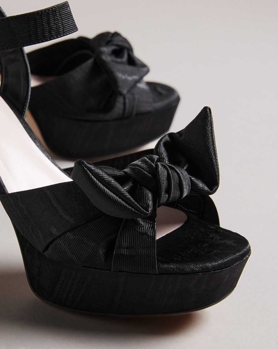 Ted Baker Kenziie Heeled Bow Sandal Black | 83479-TGUY