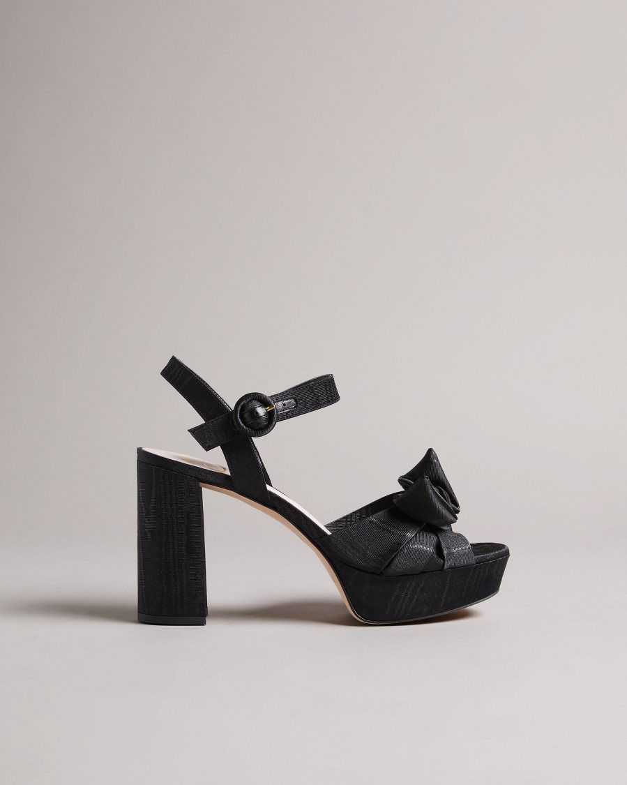 Ted Baker Kenziie Heeled Bow Sandal Black | 48167-CDBA