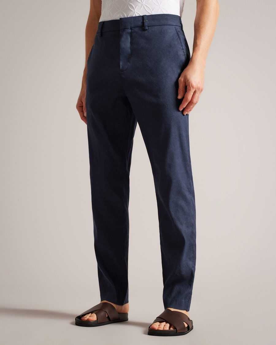 Ted Baker Kimmel Linen Blend Elasticated Trousers Navy | 63478-BGTD