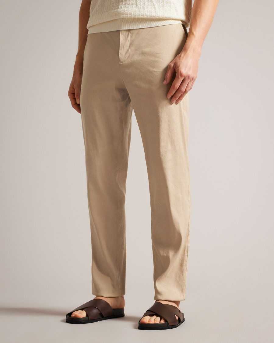 Ted Baker Kimmel Linen Blend Elasticated Trousers Stone | 90467-GXMQ