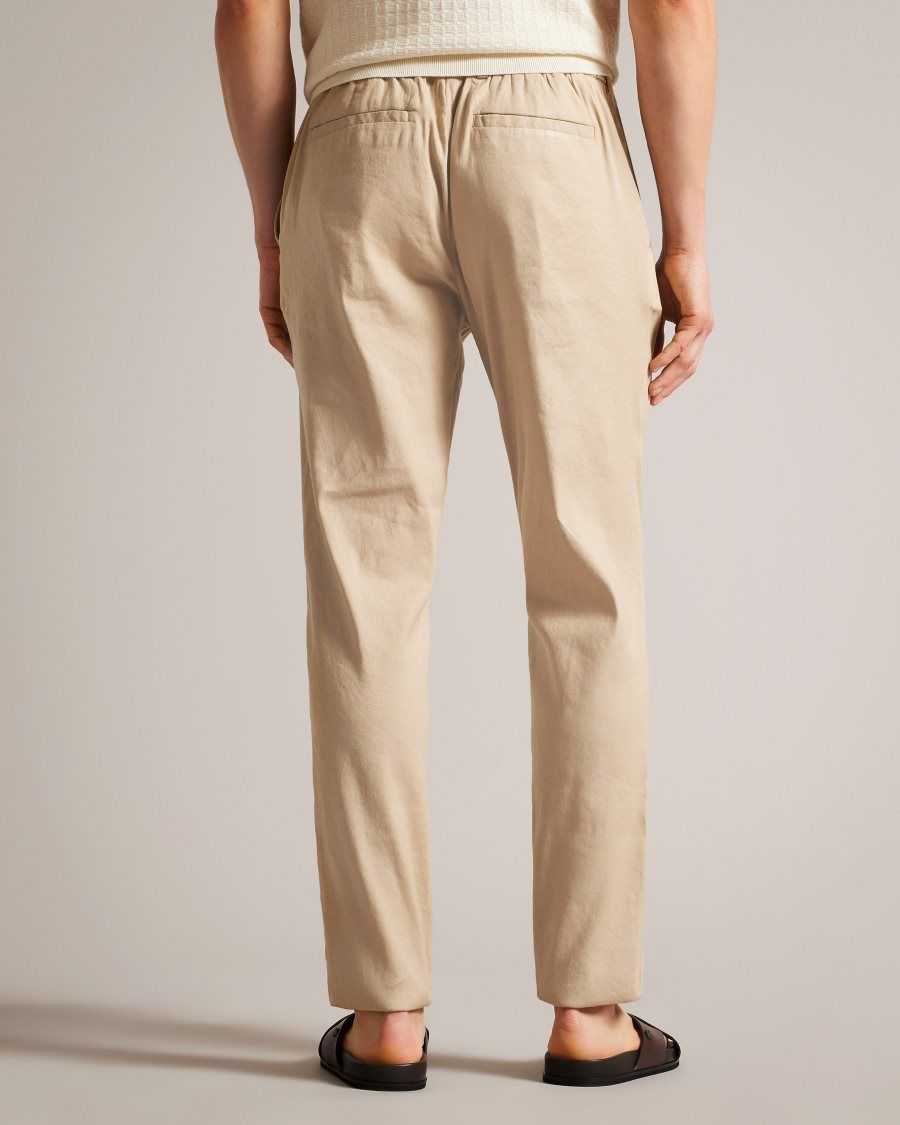 Ted Baker Kimmel Linen Blend Elasticated Trousers Stone | 90467-GXMQ