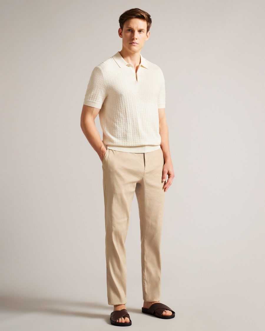 Ted Baker Kimmel Linen Blend Elasticated Trousers Stone | 90467-GXMQ