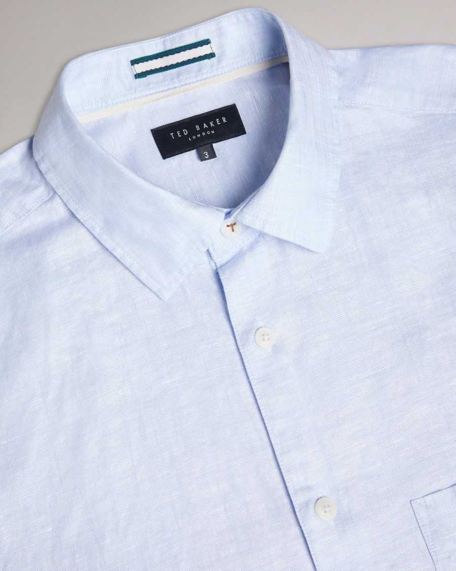 Ted Baker Kingwel Long Sleeve Linen Blend Shirt Light Blue | 48572-KAGZ