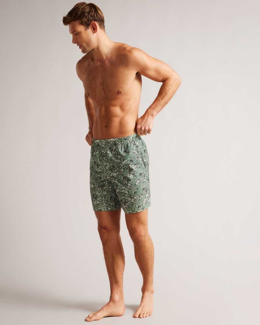 Ted Baker Kita Camo Floral Print Swim Shorts Khaki | 31564-GXYZ