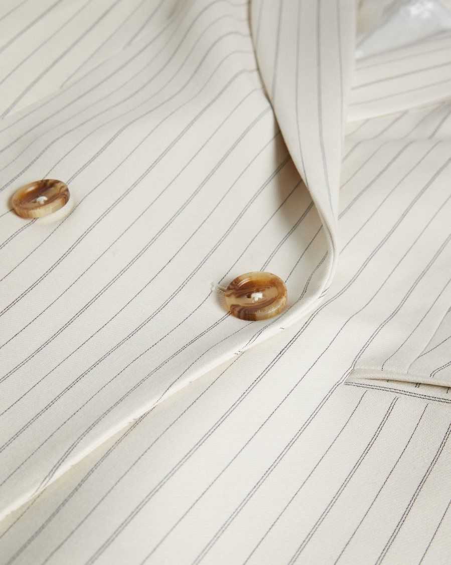 Ted Baker Kllara Relaxed Pinstripe Suit Jacket Cream | 82159-CTWM