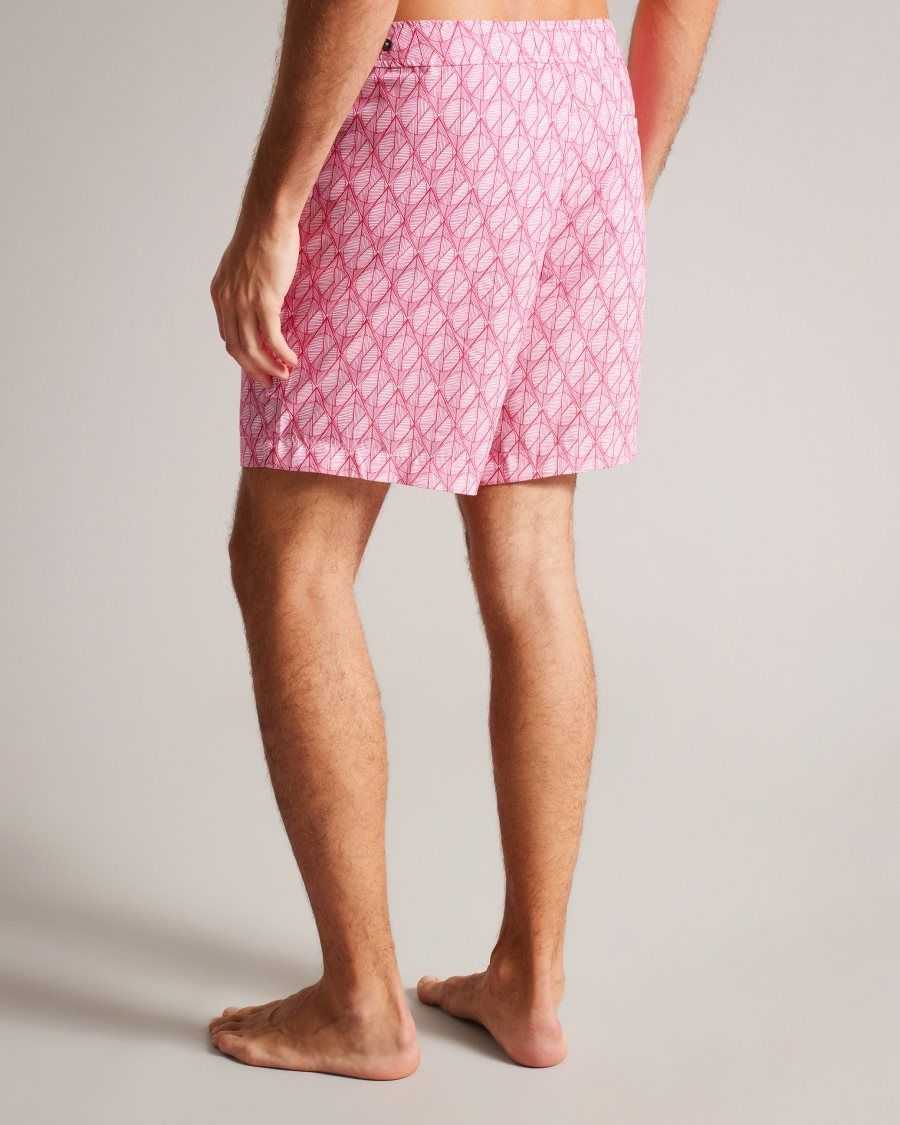 Ted Baker Kloch Geometric Print Swim Shorts Bright Pink | 67193-ZISA