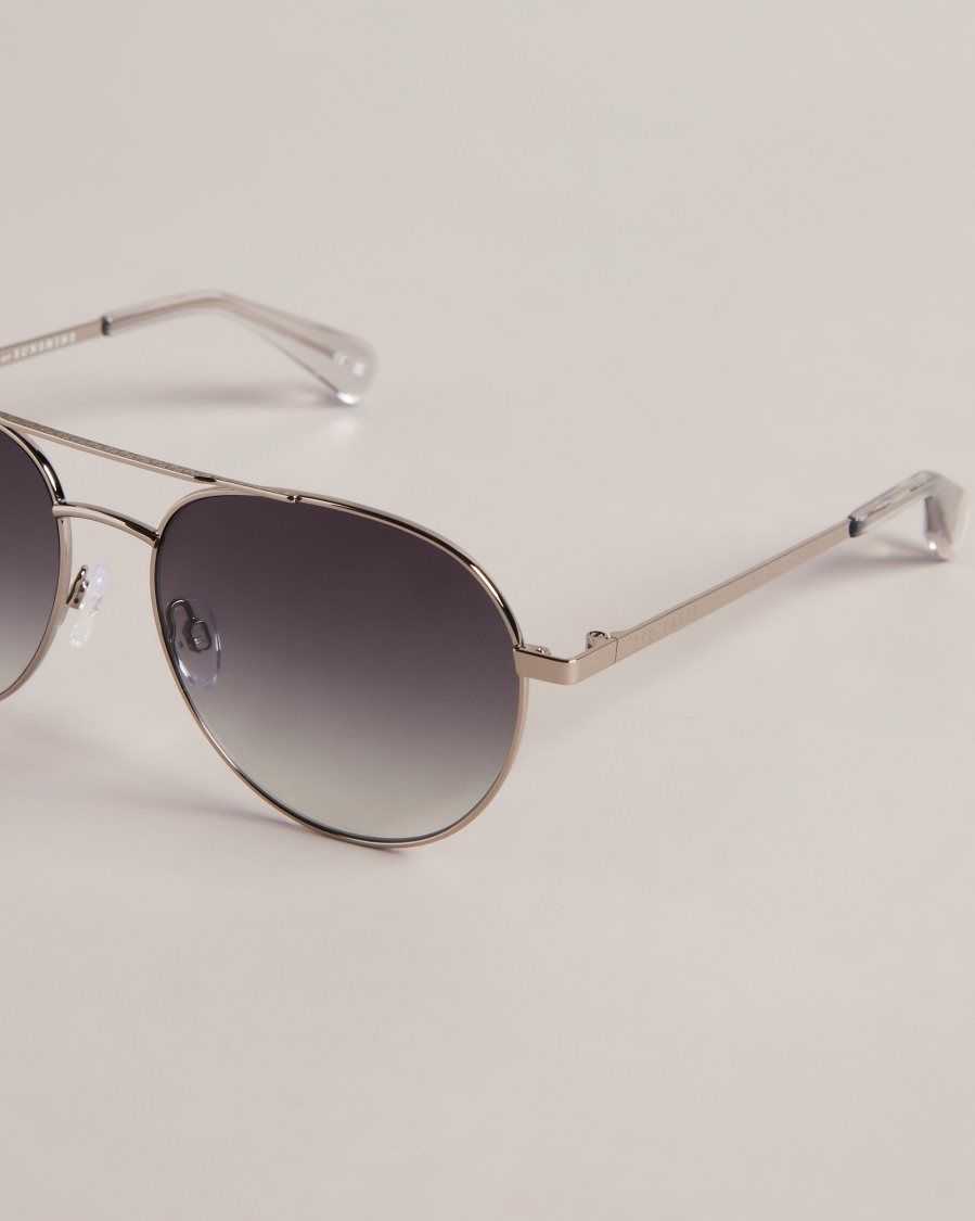 Ted Baker Konraad Metal Aviator Sunglasses Gunmetal | 76312-ZAUS