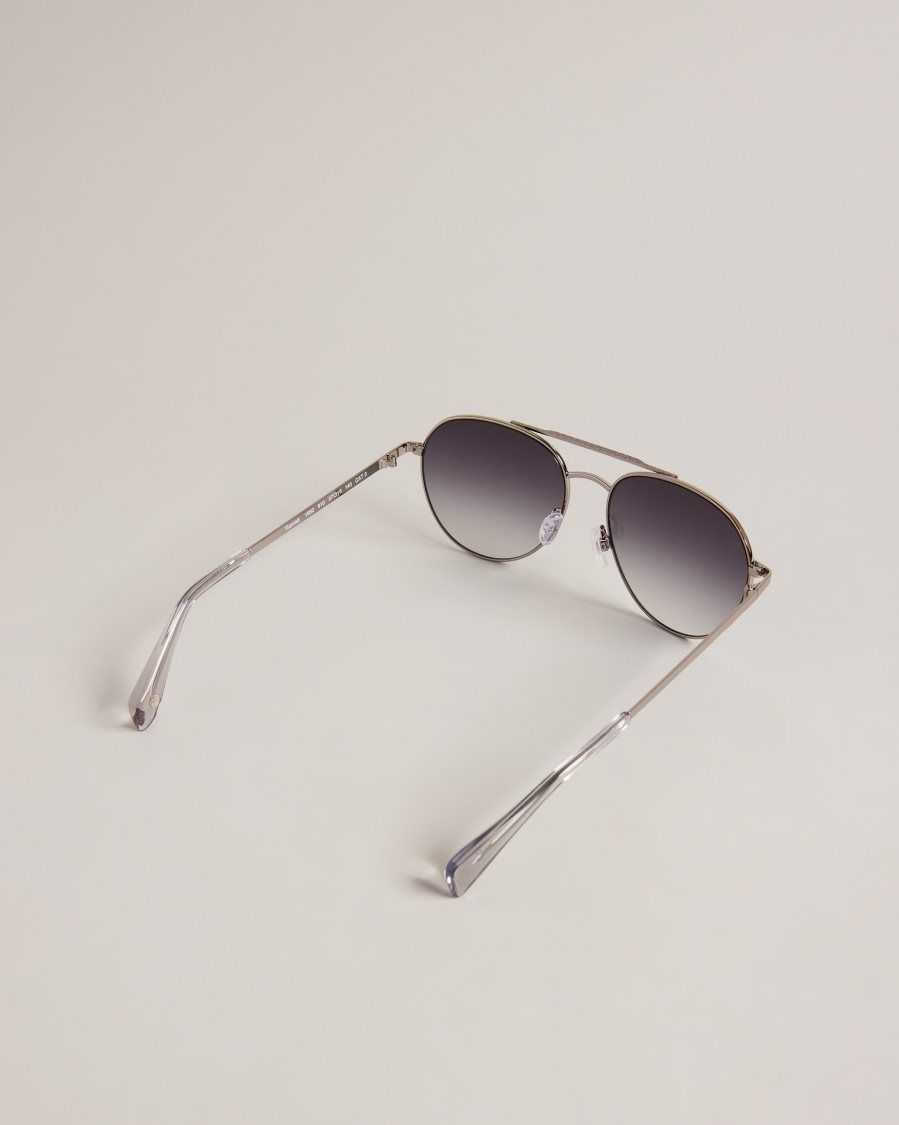 Ted Baker Konraad Metal Aviator Sunglasses Gunmetal | 76312-ZAUS