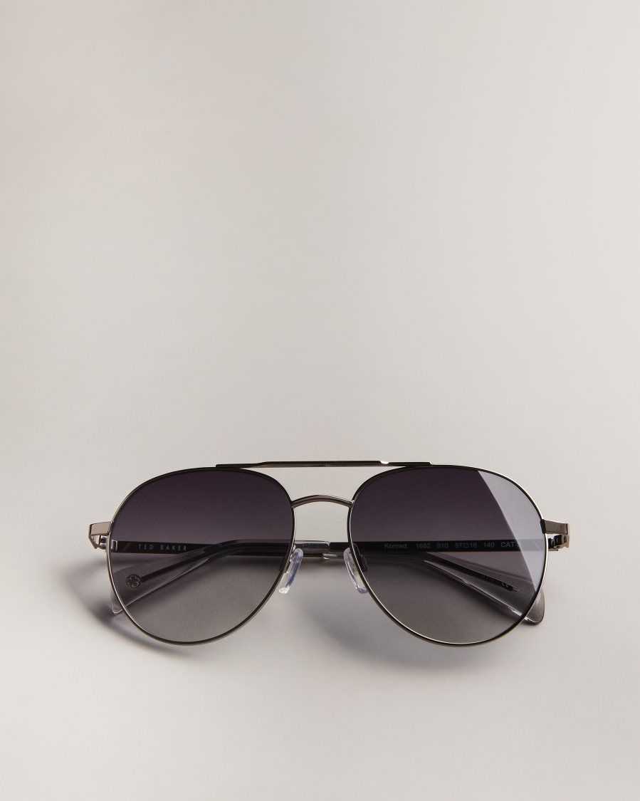 Ted Baker Konraad Metal Aviator Sunglasses Gunmetal | 76312-ZAUS