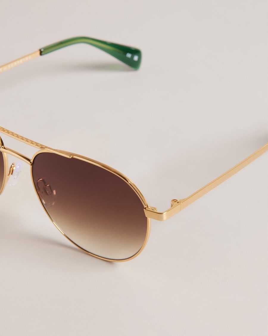 Ted Baker Konradi Metal Aviator Sunglasses Gold Colour | 31586-DVWC