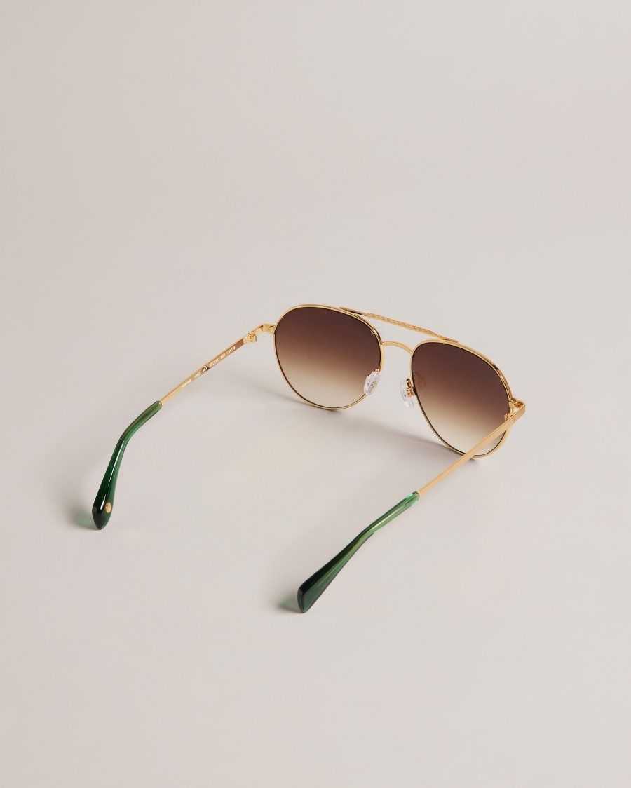 Ted Baker Konradi Metal Aviator Sunglasses Gold Colour | 31586-DVWC