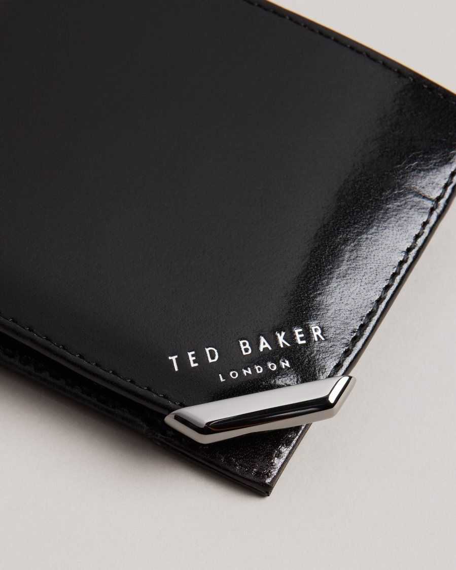 Ted Baker Kornerr Metal Corner Bifold Coin Wallet Black | 31082-ZIMR