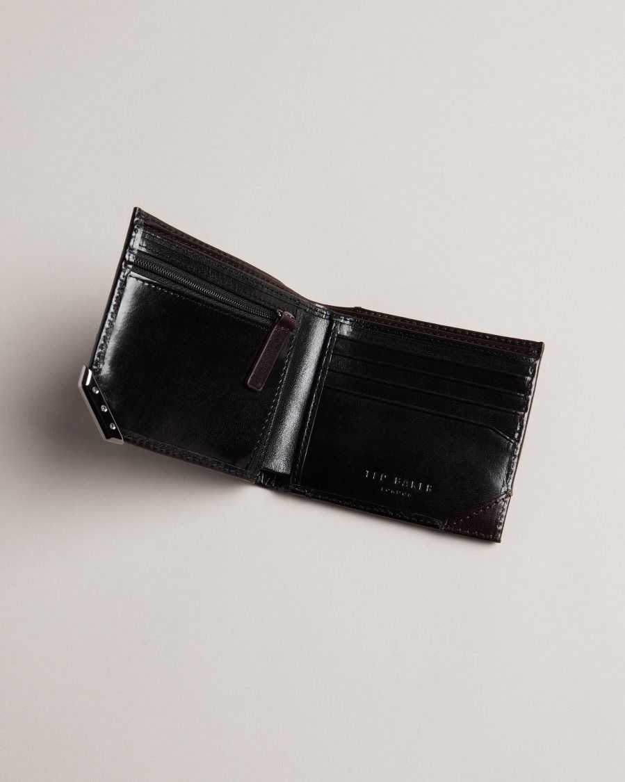 Ted Baker Kornerr Metal Corner Bifold Coin Wallet Black | 31082-ZIMR