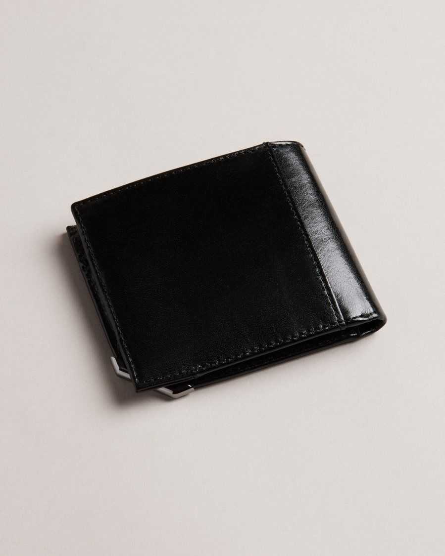 Ted Baker Kornerr Metal Corner Bifold Coin Wallet Black | 31082-ZIMR