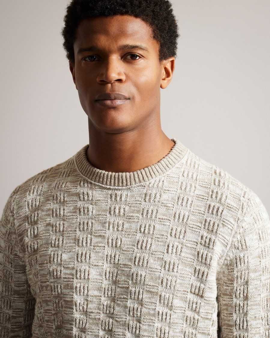 Ted Baker Kriskro Long Sleeve Textured Jumper White | 96784-TXDQ