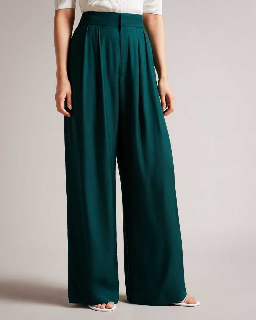 Ted Baker Krissi Wide Leg Trousers Dark Green | 70981-SIPK