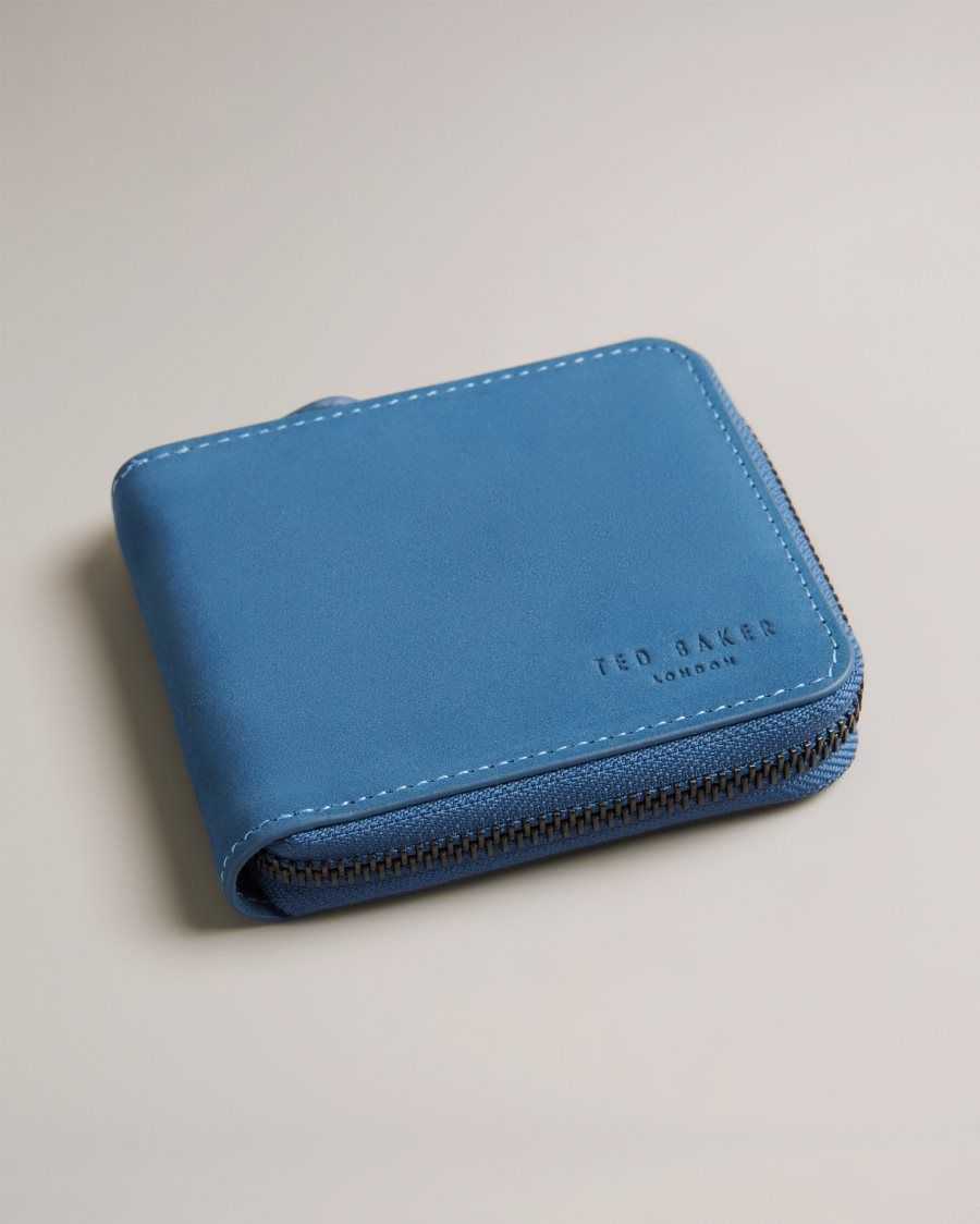 Ted Baker Krolt Nubuck Zip Around Wallet Blue | 79482-CDBK