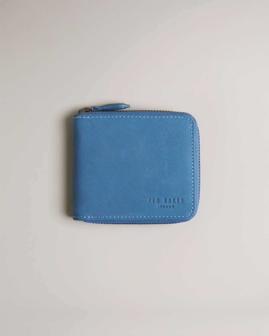 Ted Baker Krolt Nubuck Zip Around Wallet Blue | 79482-CDBK