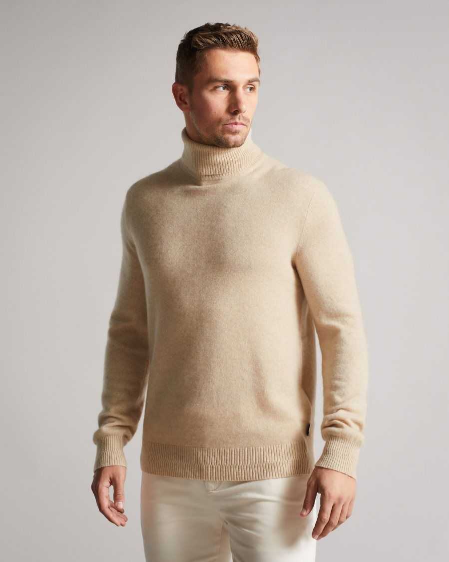 Ted Baker Kubrick Cashmere Roll Neck Jumper Beige | 08391-KPBJ