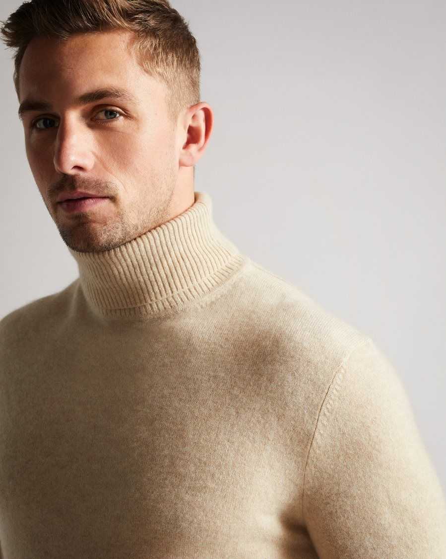 Ted Baker Kubrick Cashmere Roll Neck Jumper Beige | 08391-KPBJ