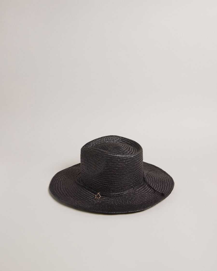 Ted Baker Kyloa Straw Cowboy Hat Black | 37865-PIHZ