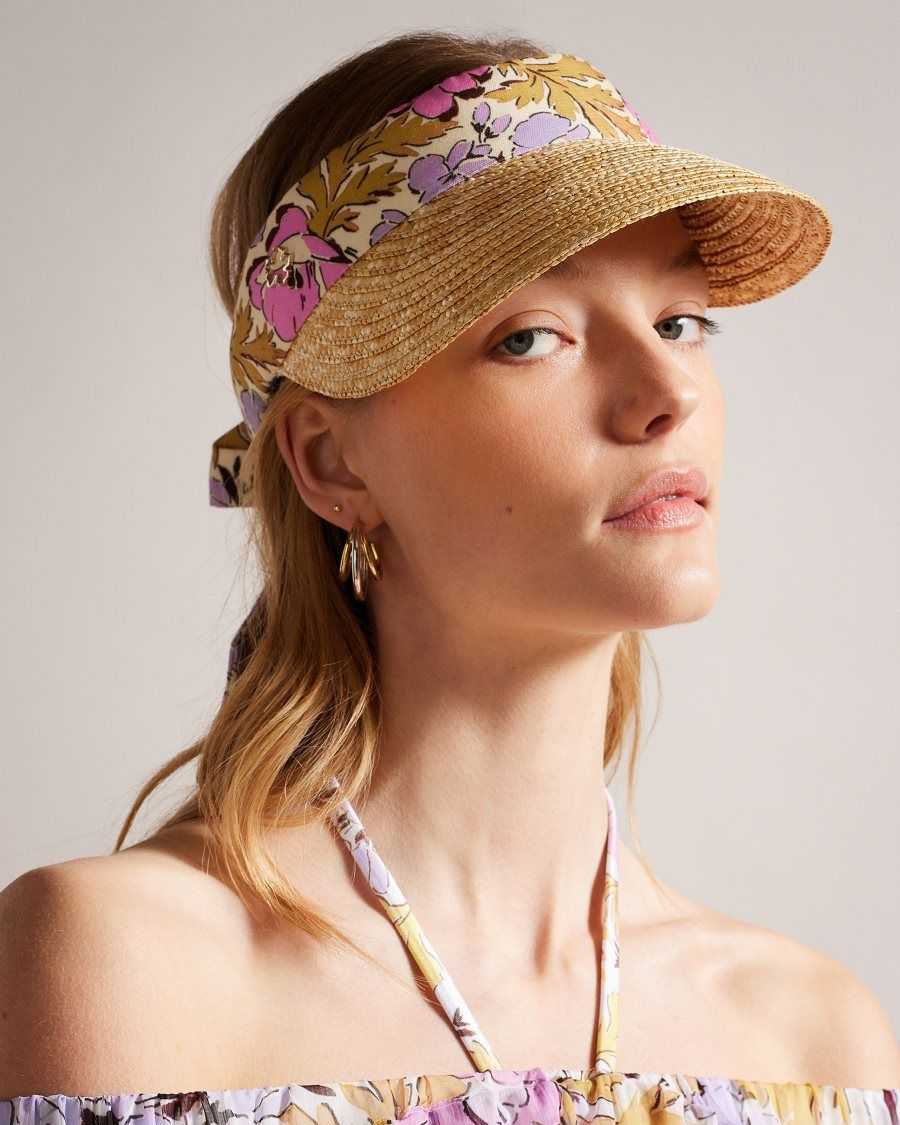 Ted Baker Kylow Floral Straw Visor Pink | 26349-ZKTG