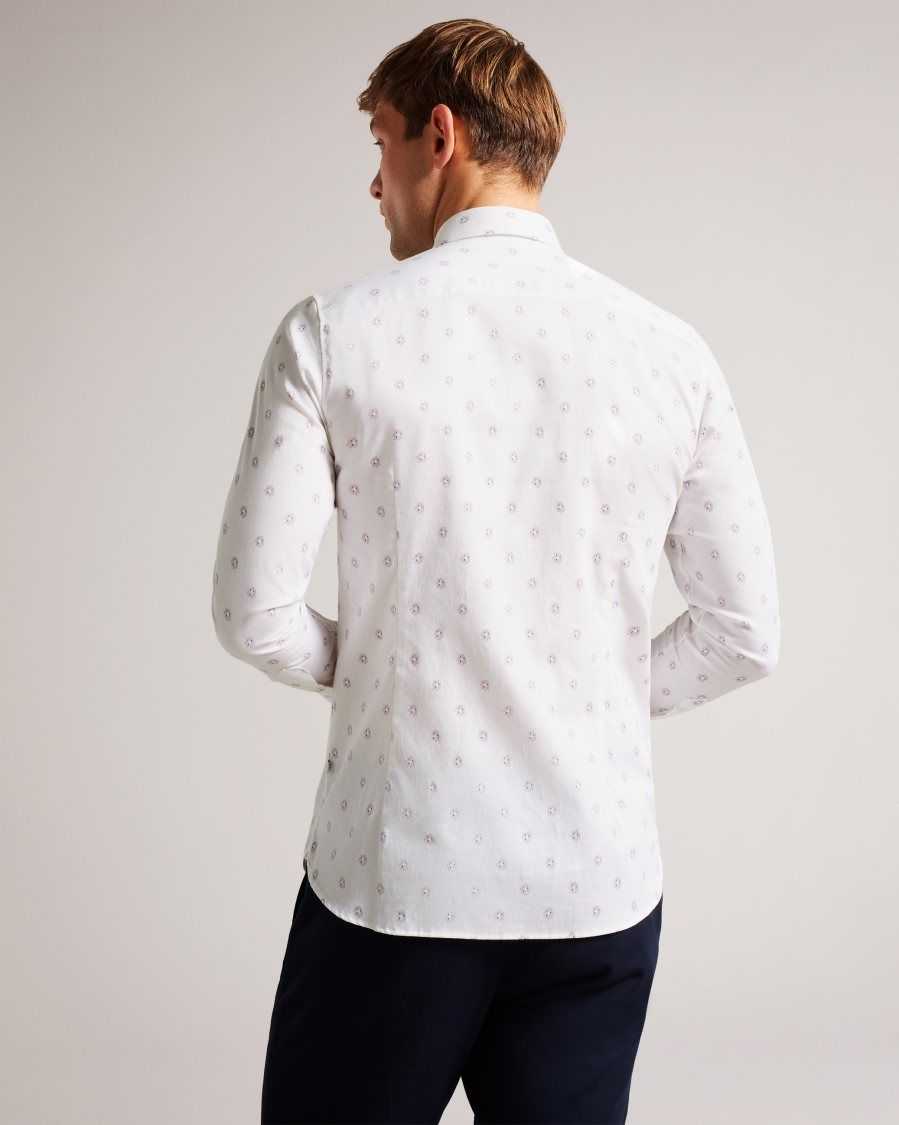 Ted Baker Kyme Long Sleeve Ditsy Floral Shirt White | 07869-MUCW