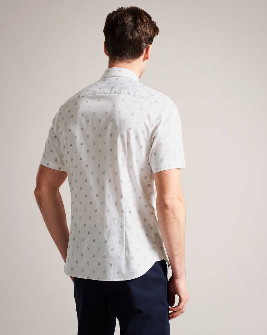 Ted Baker Kymsho Short Sleeve Floral Shirt White | 14780-ZLBV