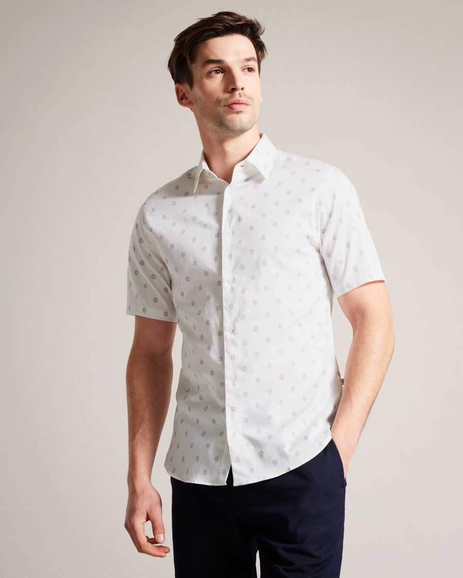 Ted Baker Kymsho Short Sleeve Floral Shirt White | 14780-ZLBV