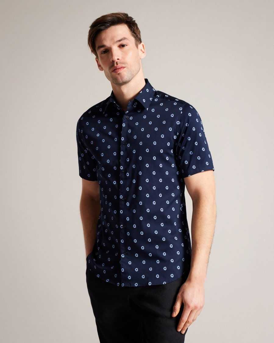 Ted Baker Kymsho Short Sleeve Floral Shirt Navy | 53026-QMXI