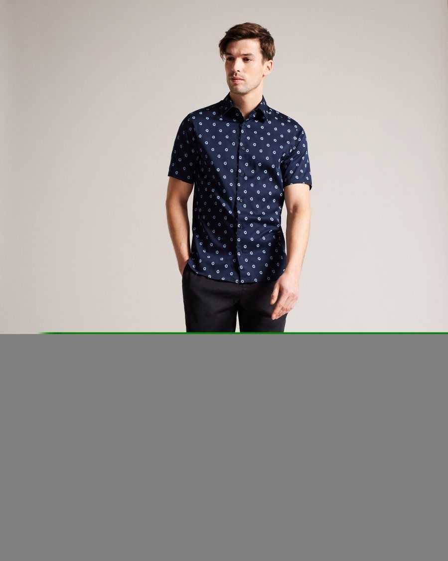 Ted Baker Kymsho Short Sleeve Floral Shirt Navy | 53026-QMXI