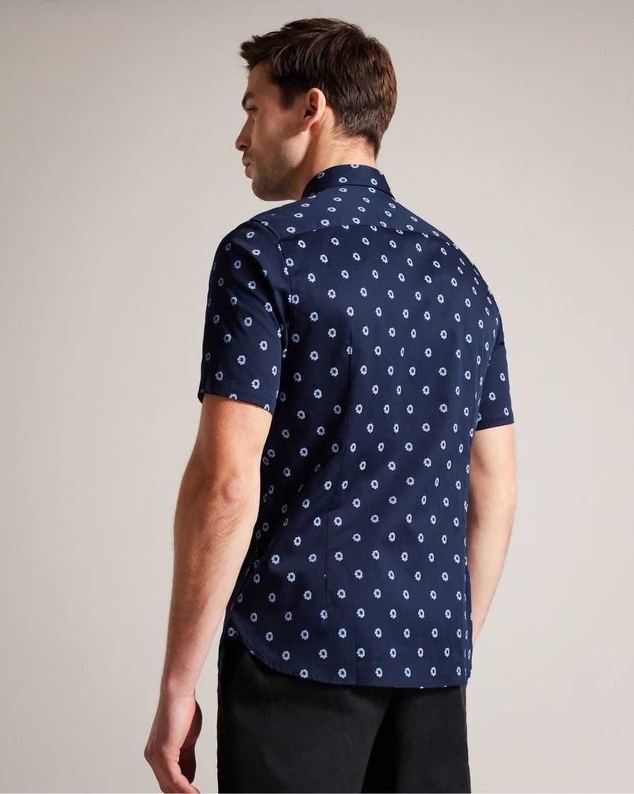 Ted Baker Kymsho Short Sleeve Floral Shirt Navy | 53026-QMXI