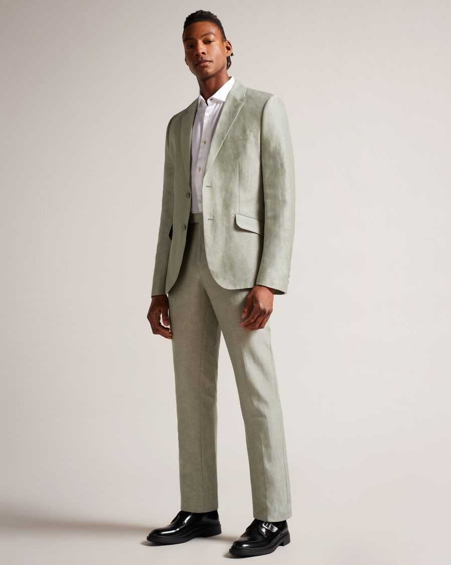 Ted Baker Lancej Wool And Linen Blazer Light Green | 96318-GJAD