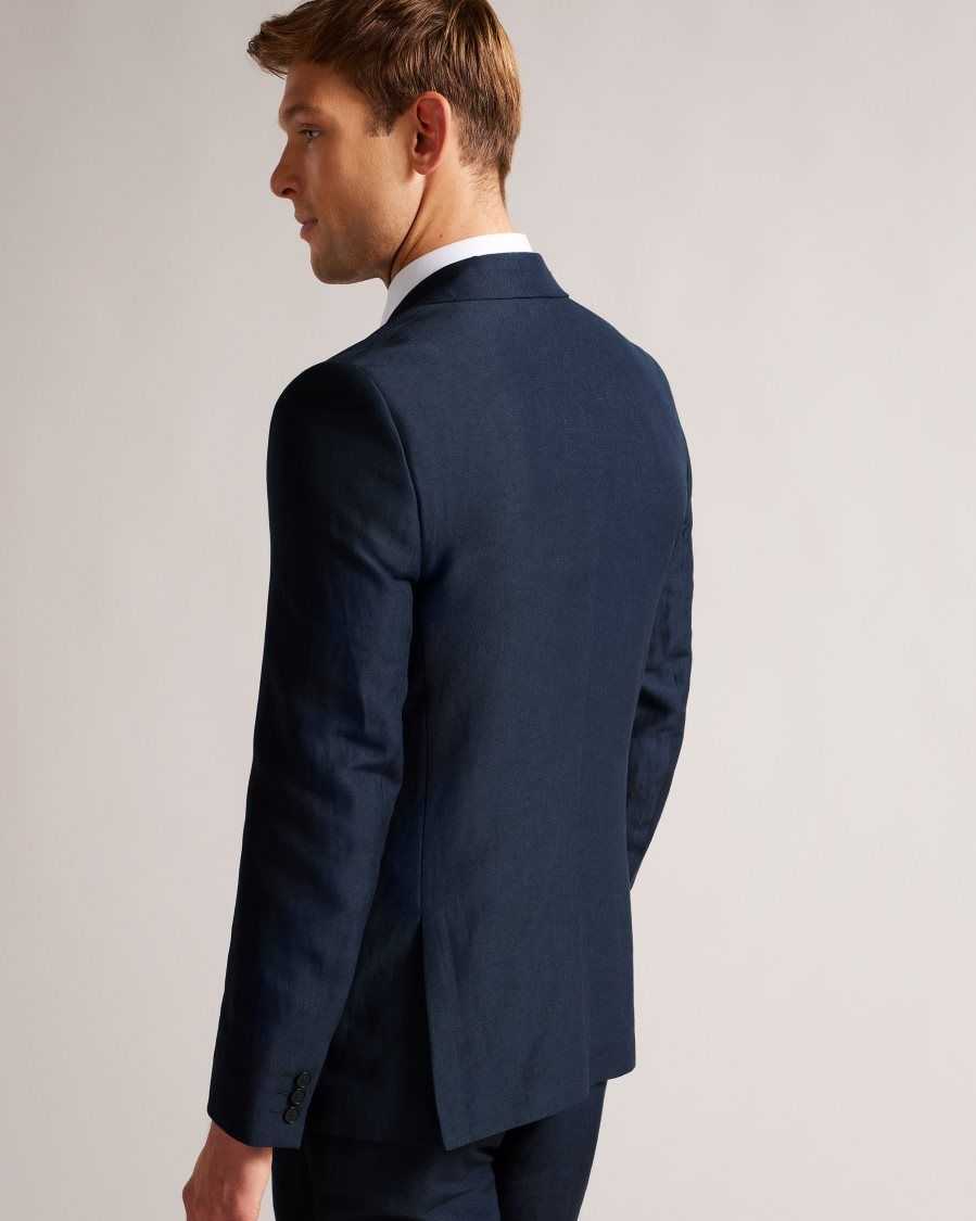 Ted Baker Lancej Wool And Linen Blazer Navy | 05128-UVCH