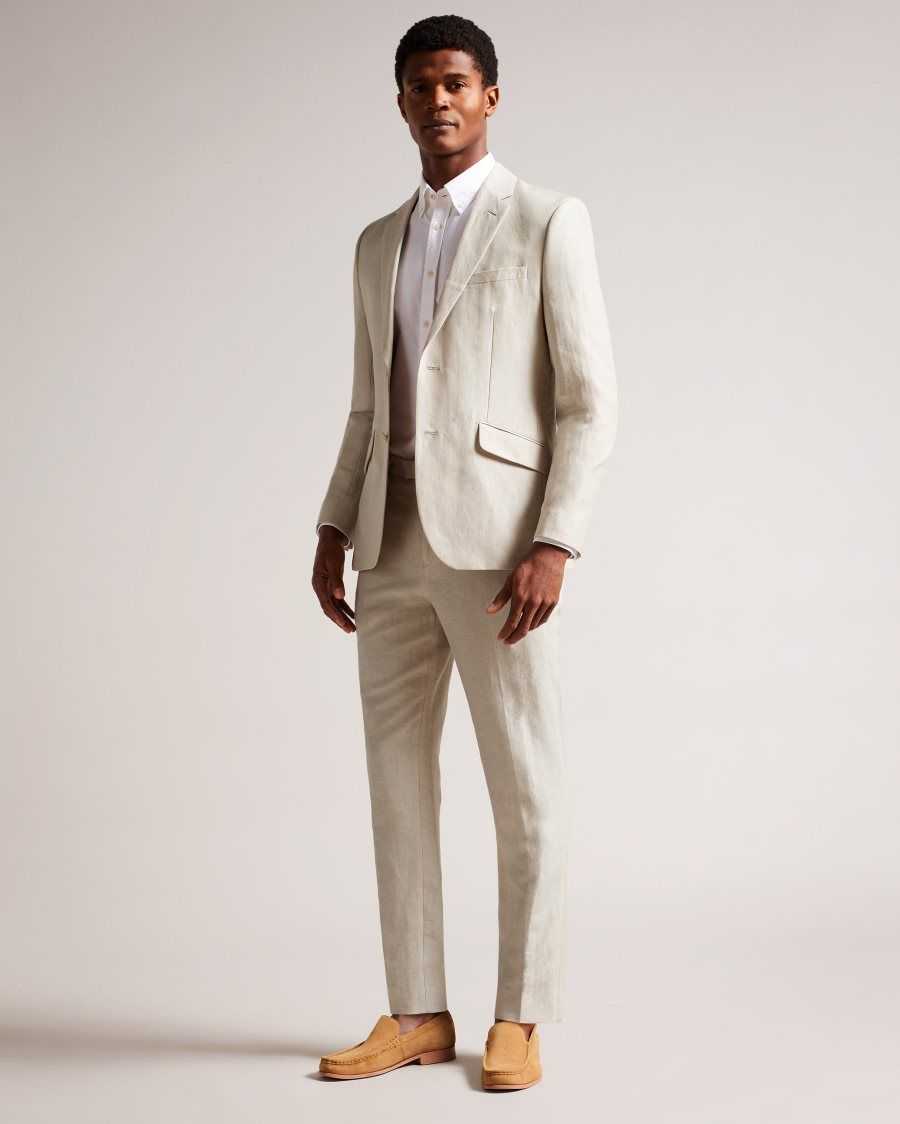 Ted Baker Lancej Wool And Linen Blazer Stone | 24605-WKNY